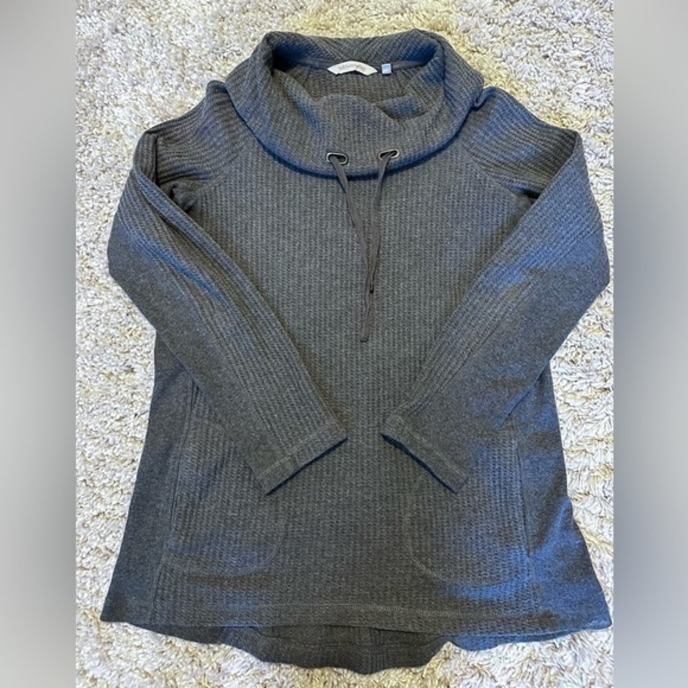Soft Surroundings Gray Cowl Neck Knit  Hoodie with Pockets Size Small